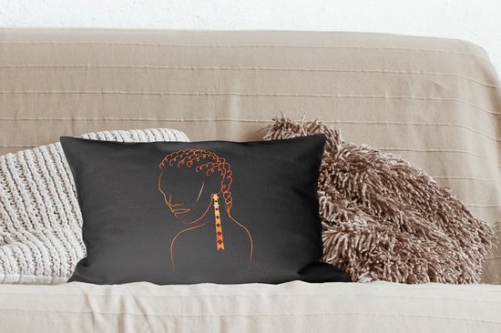 Coussins Coussins décoratifs - Oreillers Salon - Line cm - Femme - Boucles d'oreilles d'oreilles - Dessin au trait - Or