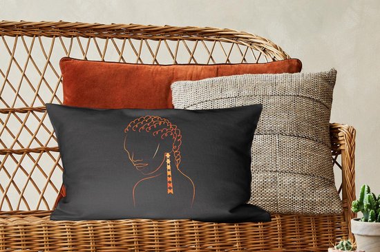 Coussins Coussins décoratifs - Oreillers Salon - Line cm - Femme - Boucles d'oreilles d'oreilles - Dessin au trait - Or