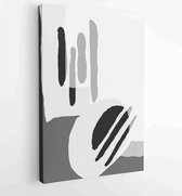 Zwart-wit abstracte muurkunst achtergrond vector 1 - Moderne schilderijen – Verticaal – 1909205689 - 80*60 Vertical