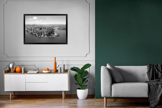 Fotolijst incl. Poster - New York - Zwart - Wit - 120x80 cm - Posterlijst
