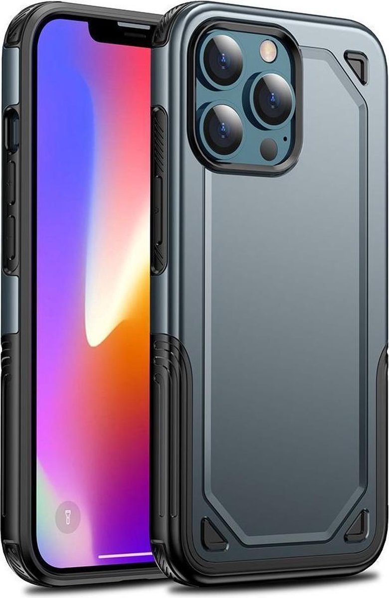 Hybride Back Cover Blauw Hoesje Geschikt voor Apple iPhone 13 Pro Max