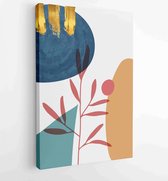 Botanische muur kunst vector set. Gouden gebladerte lijntekening met abstracte vorm 1 - Moderne schilderijen – Verticaal – 1897757353 - 50*40 Vertical