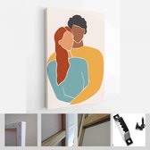 Set van abstracte man en vrouwelijke vormen en silhouetten. Abstracte paarportretten in pastelkleuren. Collectie hedendaagse kunst posters - Moderne kunst canvas - Verticaal - 1823