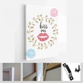 Happy Valentine's Day set kaarten. Handgetekende romantische belettering - Modern Art Canvas - Verticaal - 1627077010