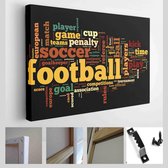 Onlinecanvas - Schilderij - Voetbal Concept In Woord Tag Cloud Zwarte Achtergrond Art Horizontaal - Multicolor - 115 X 75 Cm