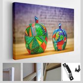 Decoratieve fruitappels, gemaakt van hout en met de hand beschilderd. Moderne kunst - Moderne kunst canvas - Horizontaal - 268779413