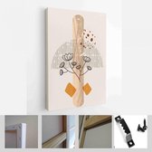 Schilderen Muur Foto's Home Room Decor. Moderne abstracte kunst botanische kunst aan de muur. Boho. Minimal Art Bloem op Geometrische Vormen Achtergrond - Modern Art Canvas - Verti