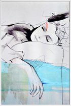JUNIQE - Poster in kunststof lijst Maddelina -20x30 /Blauw & Wit