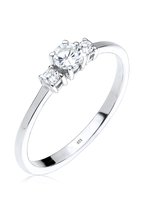 Elli Dames Ring Dames Verlovingsring Sprankelend met Zirkonia Kristallen van verguld 925 Sterling Zilver