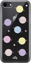 Colorful Planets - iPhone Transparant Case - Transparant hoesje geschikt voor iPhone SE2022 / SE2020 / 8 / 7 hoesje - Doorzichtige shockproof case planeten patroon