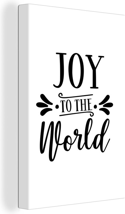 Canvas Schilderij Kerst quote Joy to the world tegen een witte achtergrond - 60x90 cm - Wanddecoratie