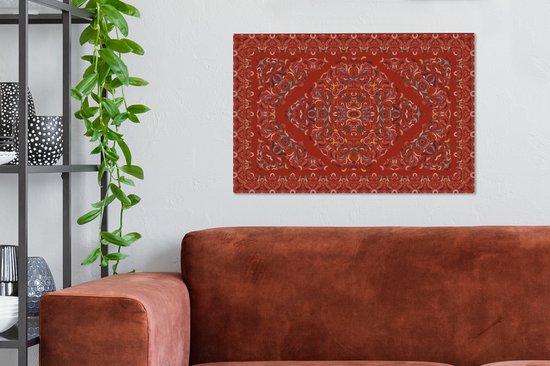 Toile Peinture Tapis Persan - Tapis - Motifs - Rouge - 60x40 cm - Décoration murale
