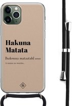 iPhone 11 Pro hoesje met koord - Hakuna matata | Apple iPhone 11 Pro crossbody case | Zwart, Transparant | Tekst