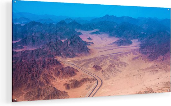 Artaza Glasschilderij - Bergen in de Woestijn in Egypte - 120x60 - Groot - Plexiglas Schilderij - Foto op Glas