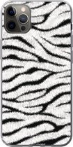 Geschikt voor iPhone 13 Pro Max hoesje - Dierenprint - Zebra - Wit - Siliconen Telefoonhoesje