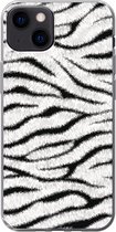 Geschikt voor iPhone 13 hoesje - Dierenprint - Zebra - Wit - Siliconen Telefoonhoesje
