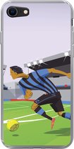 Geschikt voor iPhone 7 hoesje - Een illustratie van spelers die voetballen in een stadion - Jongetje - Meisjes - Kinderen - Siliconen Telefoonhoesje