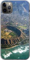 Geschikt voor iPhone 13 Pro Max hoesje - Een luchtfoto van Honolulu en een uitgestorven krater op Hawaii - Siliconen Telefoonhoesje