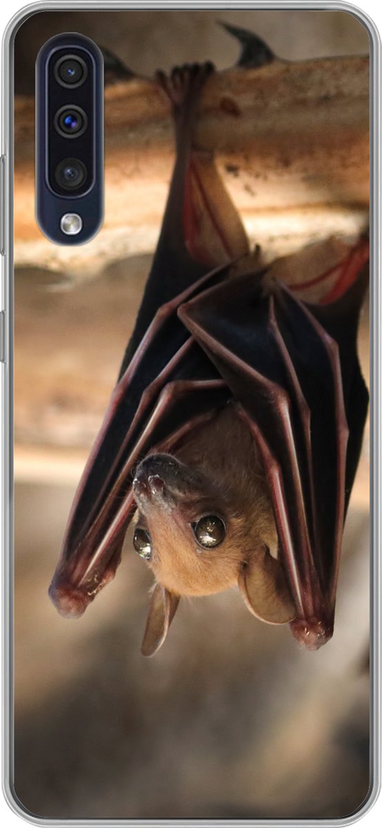 Telefoonhoesje Geschikt voor Samsung Galaxy A30s hoesje - Baby - Vleermuis - Hout - Siliconen Telefoonhoesje Telefoonhoesje
