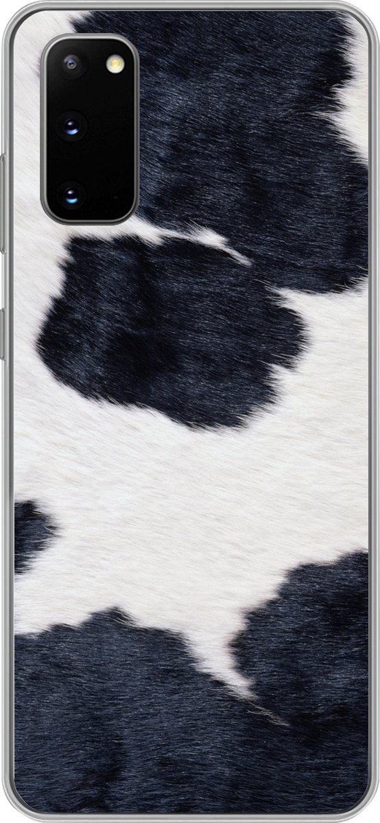 Telefoonhoesje Geschikt voor Samsung Galaxy S20 hoesje - Afbeelding van een zwart-witte koeienhuid - Siliconen Telefoonhoesje Telefoonhoesje