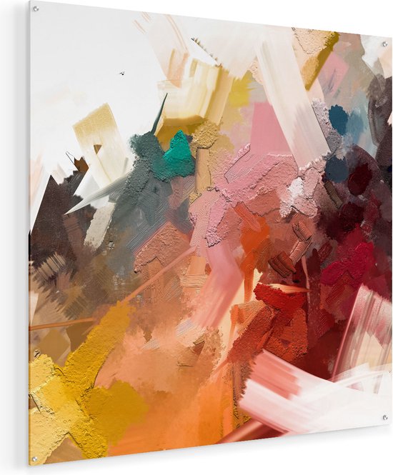 Peinture sur verre Artaza - Art abstrait - Peinture à l'huile colorée - 80x80 - Groot - Peinture sur plexiglas - Photo sur Glas