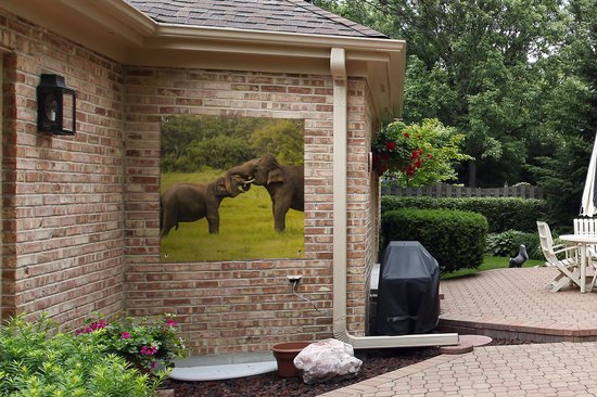 Torchon de jardin Deux éléphants combattants - 100x100 cm