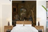 Behang - Fotobehang De hoenderhof - Jan Steen - Breedte 195 cm x hoogte 260 cm
