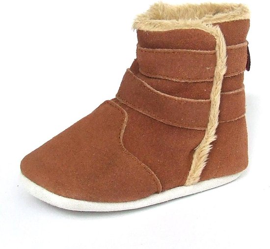 Aapie leren babyslofjes Winterboot Montreal - laarsjes - gevoerd - antislip - bruin - maat XL