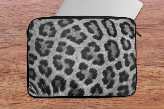 Housse ordinateur 13 pouces - Imprimé léopard - noir et blanc - Housse ordinateur