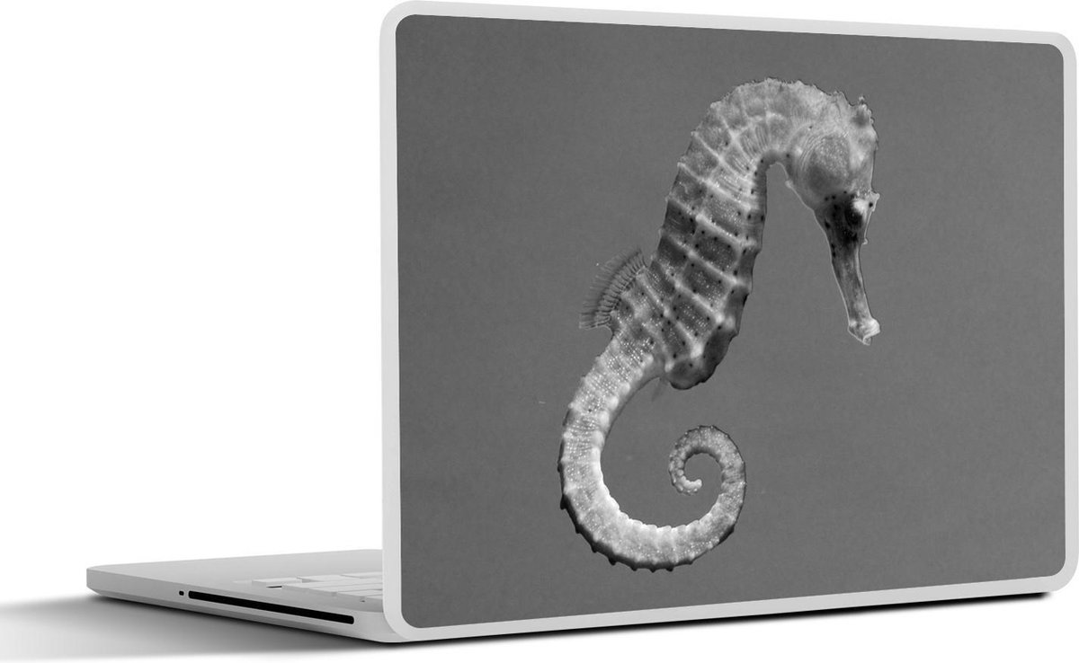 Afbeelding van product SleevesAndCases  Laptop sticker - 10.1 inch - Een zeepaardje - zwart wit