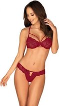 Ivetta 2-Delige Kanten BH Set - Rood - Sexy Lingerie & Kleding - Lingerie Dames - Dames Lingerie - BH-Sets