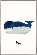 JUNIQE - Poster met kunststof lijst Wal -13x18 /Blauw