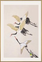 JUNIQE - Poster met kunststof lijst Vliegende kraanvogels -40x60