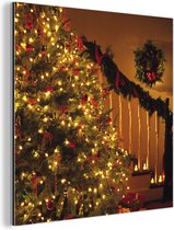 Wanddecoratie Metaal - Aluminium Schilderij Industrieel - Kerstmis - Kerstboom - Kerstversiering - 50x50 cm - Dibond - Foto op aluminium - Industriële muurdecoratie - Voor de woonkamer/slaapkamer