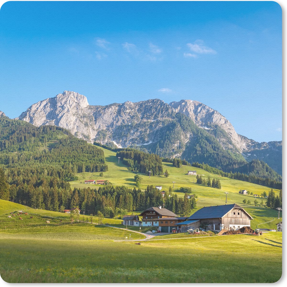 Muismat 30x30 cm - Mousepad Berg - Lucht - Bos - Muismatten