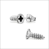 Aramat jewels ® - Zweerknopjes schroefjes chirurgisch staal zilverkleurig 10mm x 5mm