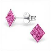 Aramat jewels ® - 925 sterling zilveren oorbellen ruit kristal roze