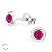 Aramat jewels ® - Oorstekers sterling zilver 5mm swarovski elements kristal roze roze