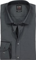 OLYMP Level 5 body fit overhemd - antraciet grijs - Strijkvriendelijk - Boordmaat: 45