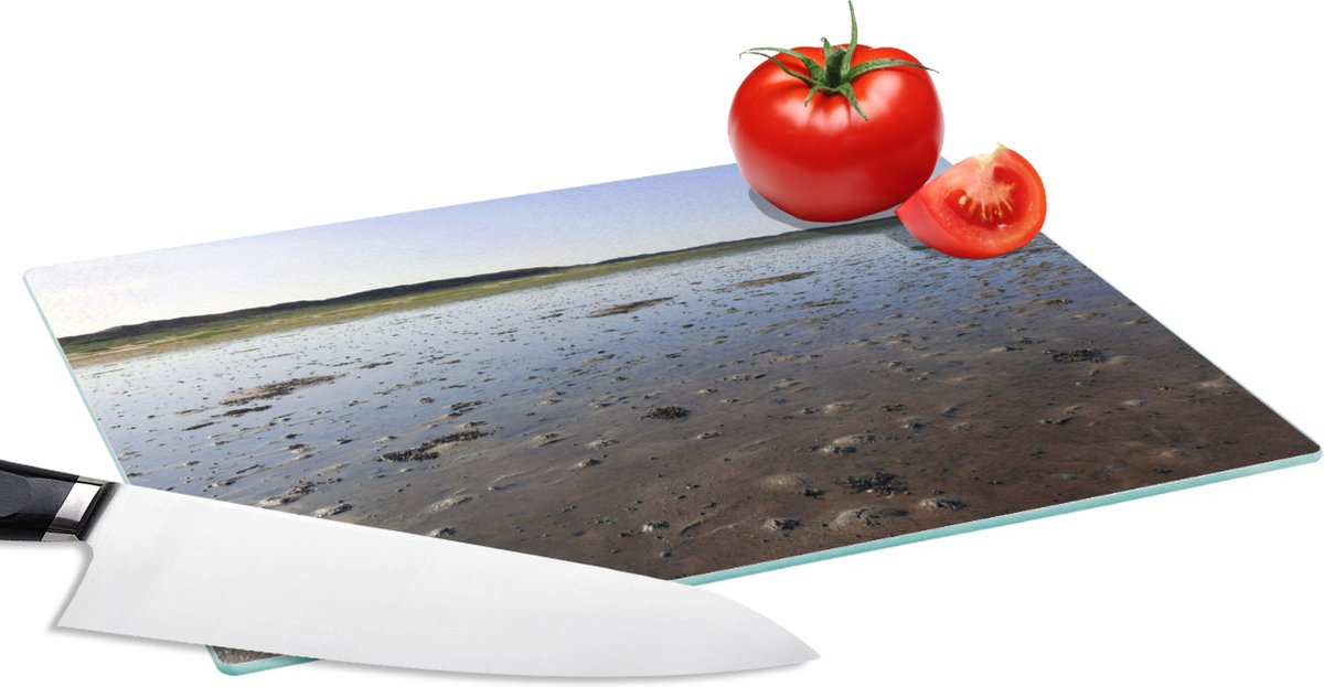 Glazen Snijplank - 28x20 - Waddenzee - Duinen - Strand - Snijplanken Glas