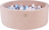 Ballenbak VELVET Ecru - 90x30 incl. 200 ballen - Grijs, Wit, Baby Blauw