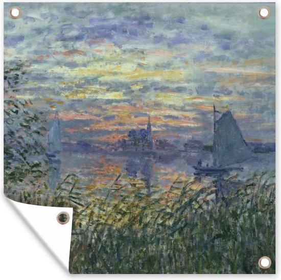 Tuinposters Zonsondergang op de Seine - Claude Monet - 50x50 cm - Tuindoek - Buitenposter