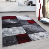 Rood Tapijt Laagpolig Vloerkleed - 80x150cm- Modern - Woonkamer - Salon - Slaapkamer - Eetkamer