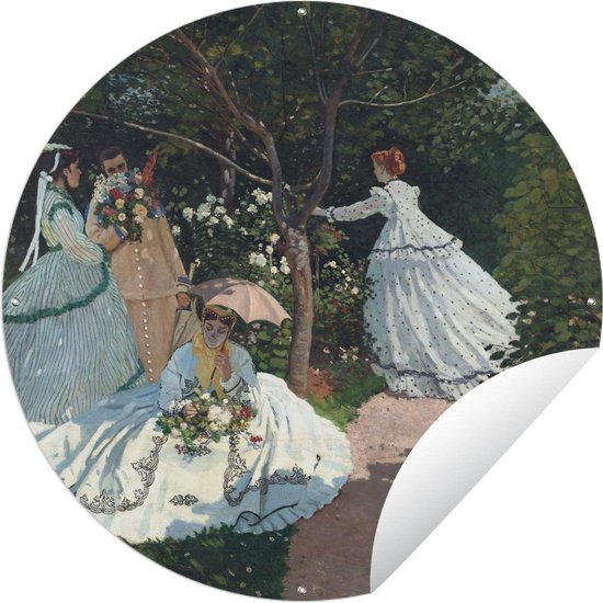 Tuincirkel Vrouwen in de tuin - Claude Monet - 120x120 cm - Ronde Tuinposter - Buiten XXL / Groot formaat!
