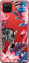 Samsung Galaxy A12 Telefoonhoesje - Transparant Siliconenhoesje - Flexibel - Met Dierenprint - Zebra & Flamingo