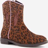 Groot suede meisjes cowboy western laarsjes luipaardprint - Bruin - Maat 33 - Echt leer