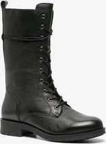 TwoDay hoge dames veterboots - Zwart - Maat 41 - Echt leer