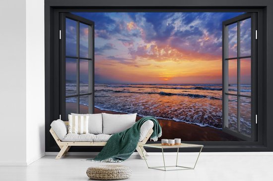 Papier peint - Papier peint photo murale Transparente - Mer - Plage - Largeur 450 cm x hauteur 300 cm