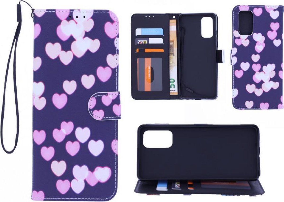 Bookcase Geschikt voor: Oppo Find X2 Neo hoesje met print - Hearts