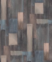 DUTCH-WALLCOVERINGS-Behang-Wood-blauw-en-bruin